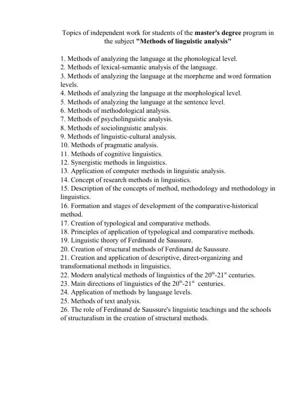 Methods of Linguistic Analysis