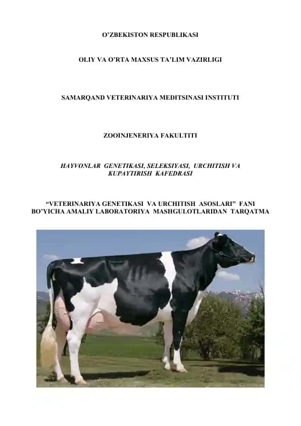Veterinariya Genetikasi va Urchitish Asoslari fanidan amaliy laboratoriya mashgulotlari