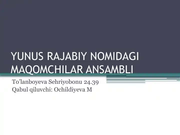 Yunus Rajabiy nomidagi maqomchilar ansambli