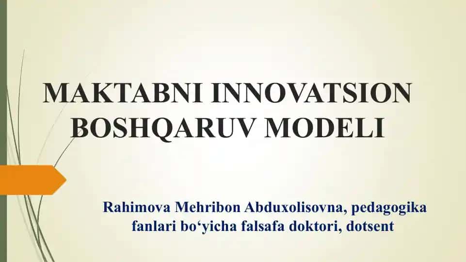 MAKTABNI INNOVATSION BOSHQARUV MODELI