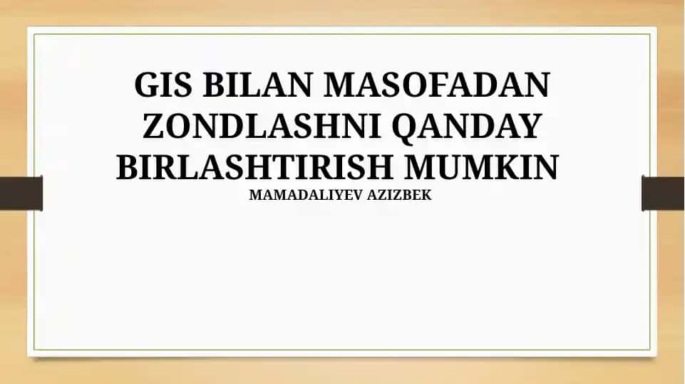 GIS BILAN MASOFADAN ZONDLASHNI QANDAY BIRLASHTIRISH MUMKIN