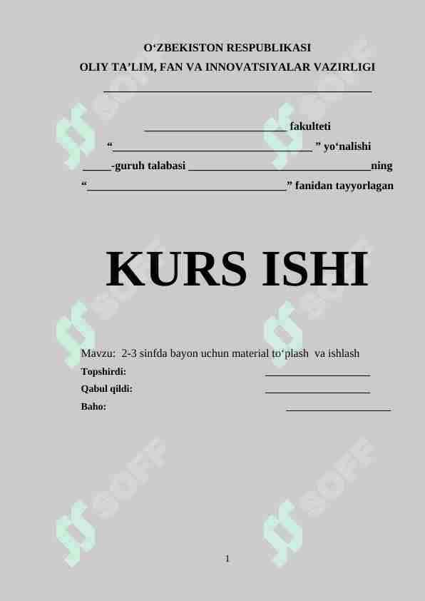 2-3 sinfda bayon uchun material to‘plash va ishlash