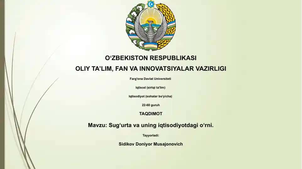 Sug‘urta va uning iqtisodiyotdagi o‘rni
