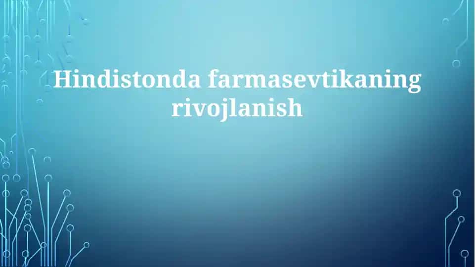Hindistonda farmasevtika rivojlanishi