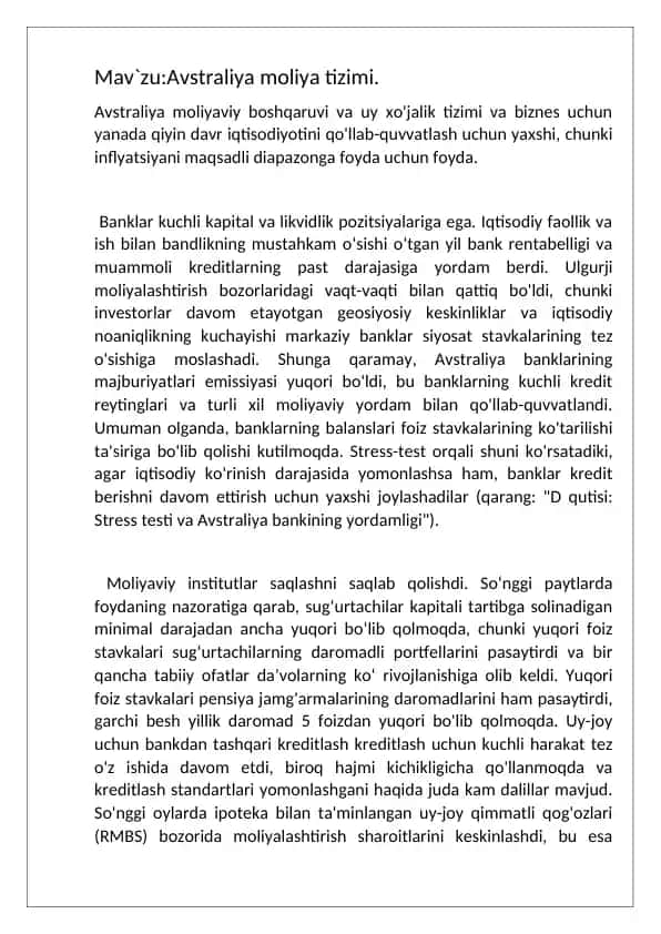 Avstraliya moliya tizimi