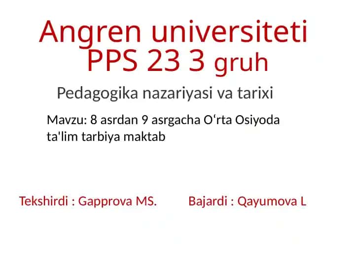 Pedagogika nazariyasi va tarixi