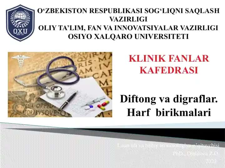 Lotin tili va tibbiy terminologiya o’qituvchisi