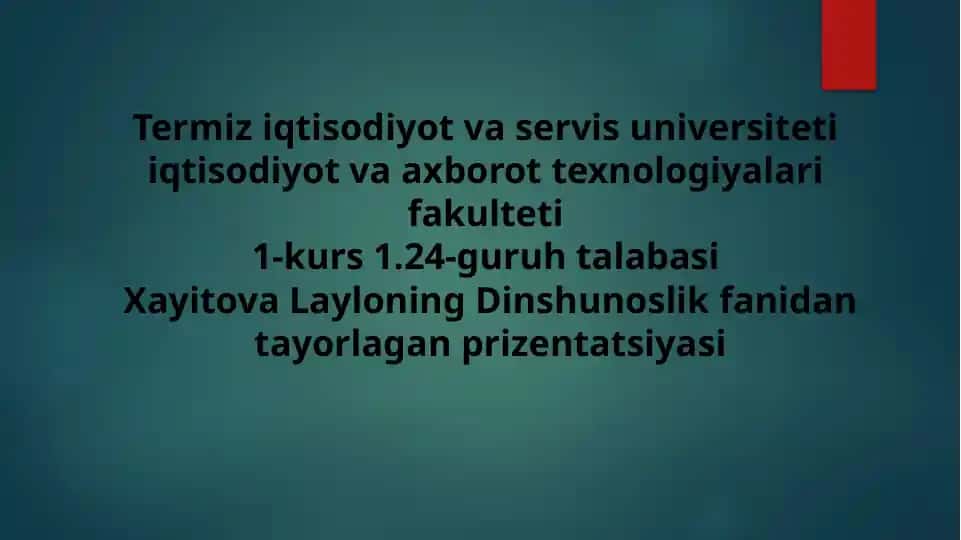 Prizentatsiya "Islom qadryatlari va ma'rifatning hozirgi davrdagi ahamiyati"