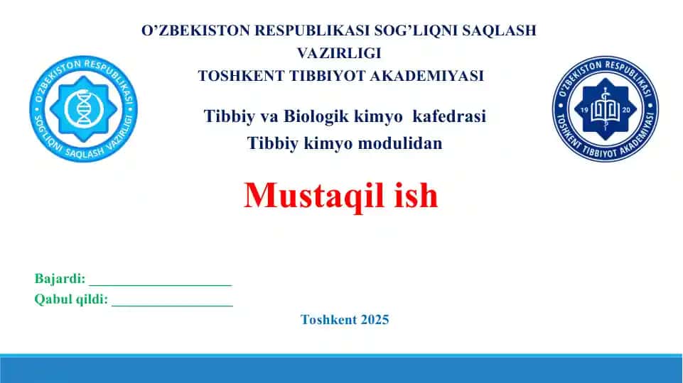 Antioksidantlar, ularning klinik laboratoriyada o'rganilishi. Taqdimot 17 bet.