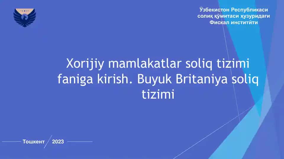 Xorijiy mamlakatlar soliq tizimi faniga kirish