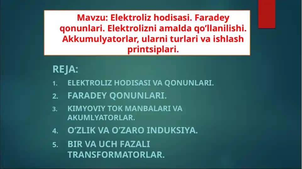 Elektroliz va Kimyoviy Tizimlar
