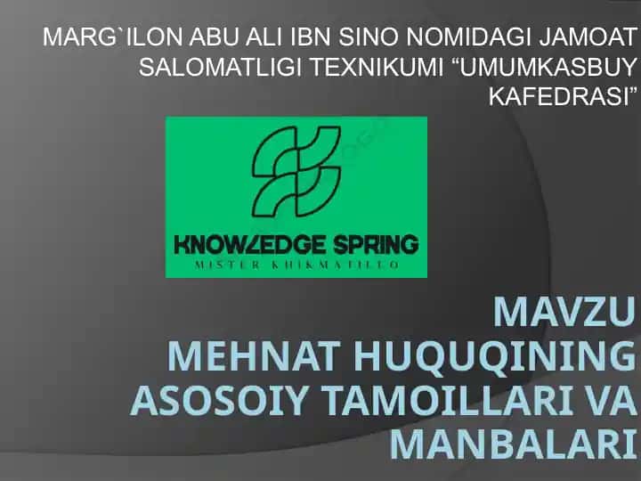 Mehnat huquqining asosoiy tamoillari va manbalari
