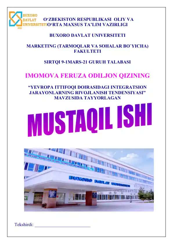 Yevropa Ittifoqi doirasidagi integratsion jarayonlarning rivojlanish tendensiyasi