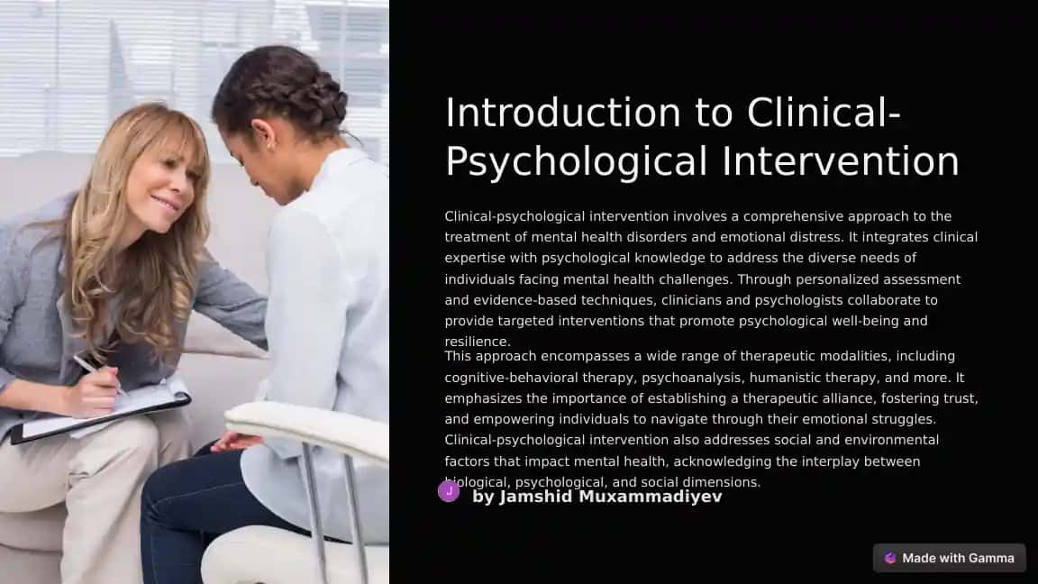 Introduction to Clinical-Psychological Intervention