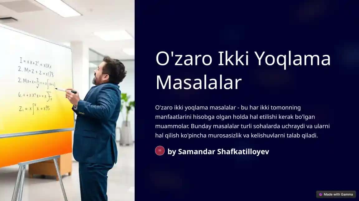 O'zaro Ikki Yoqlama Masalalar