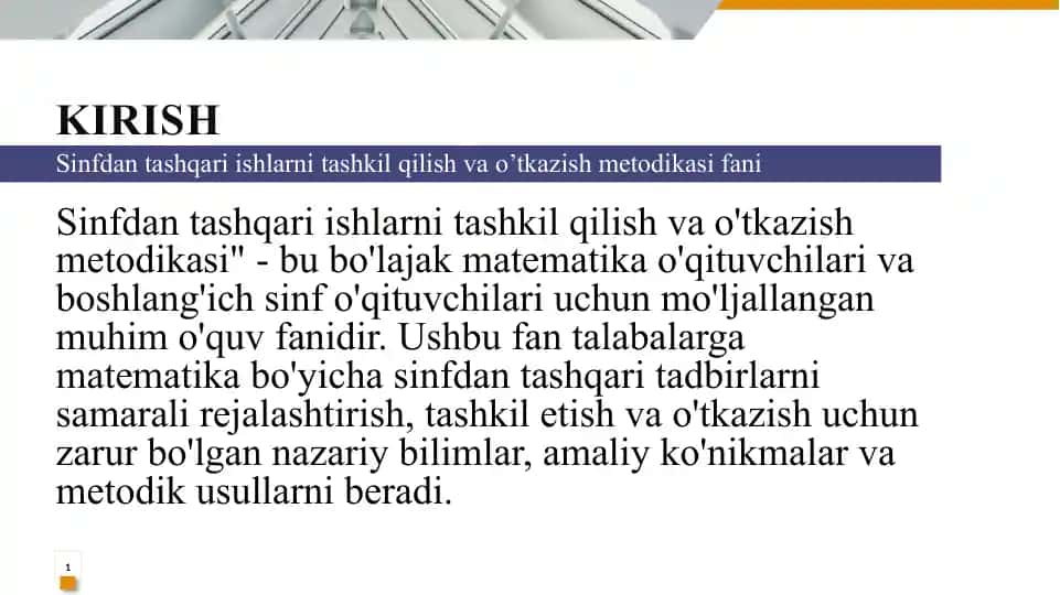 Sinfdan tashqari ishlarni tashkil qilish va o’tkazish metodikasi
