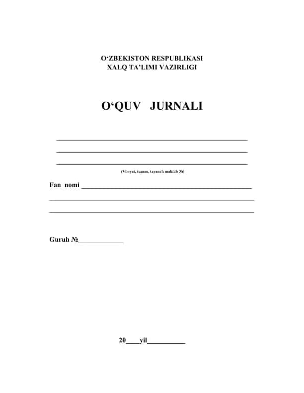 O‘quv jurnali yuritish ko‘rsatmasi