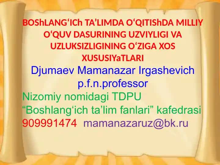 MILLIY O‘QUV DASTURI MATEMATIKA