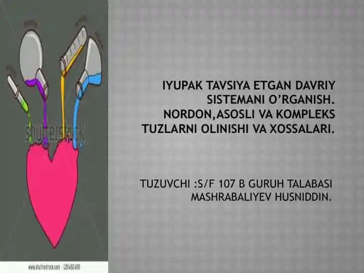 IYUPAK tavsiya etgan davriy sistemani o‘rganish