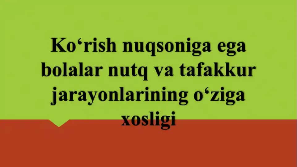Ko‘rish nuqsoniga ega bolalar nutq va tafakkur jarayonlarining o‘ziga xosligi