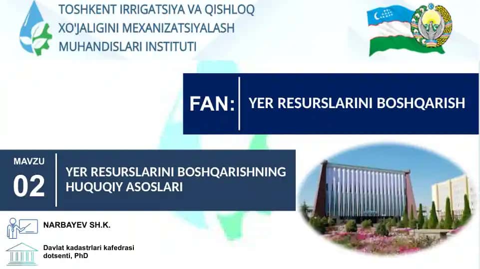 Yer Resurslarini Boshqarishning Huquqiy Asoslari