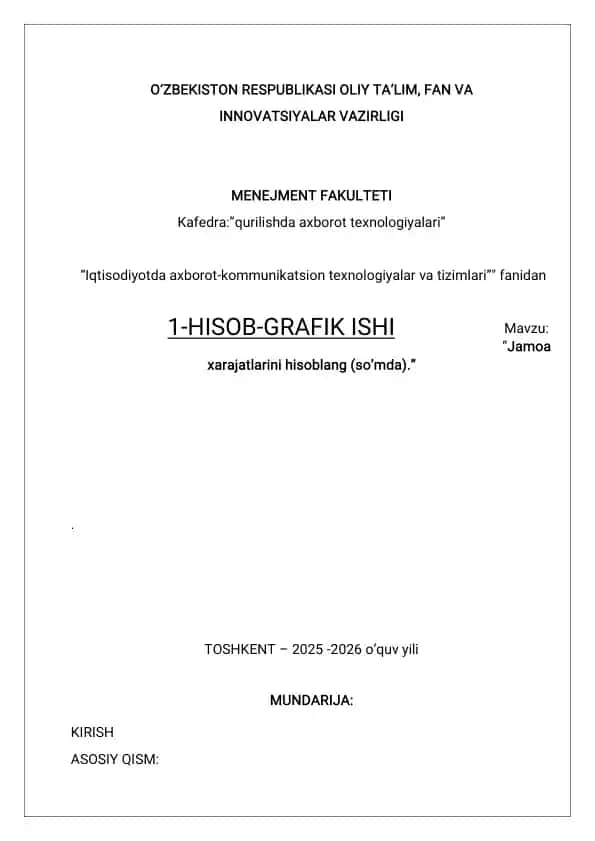 "Jamoa xarajatlarini hisoblang (so’mda)"