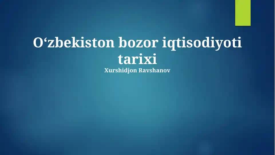 Oʻzbekiston bozor iqtisodiyoti tarixi