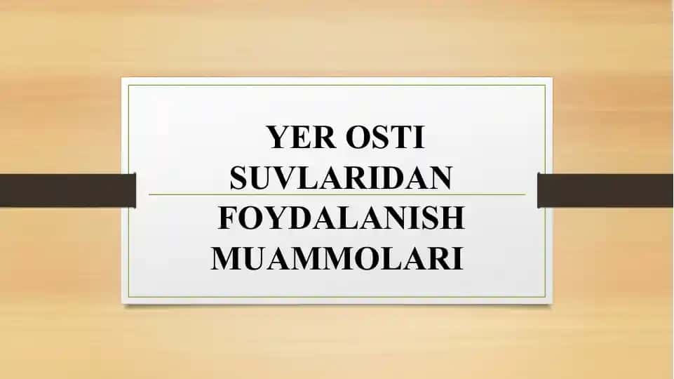 Yer osti suvlari