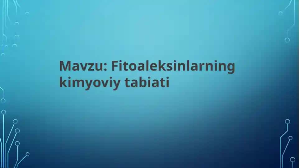 Fitoaleksinlarning kimyoviy tabiati