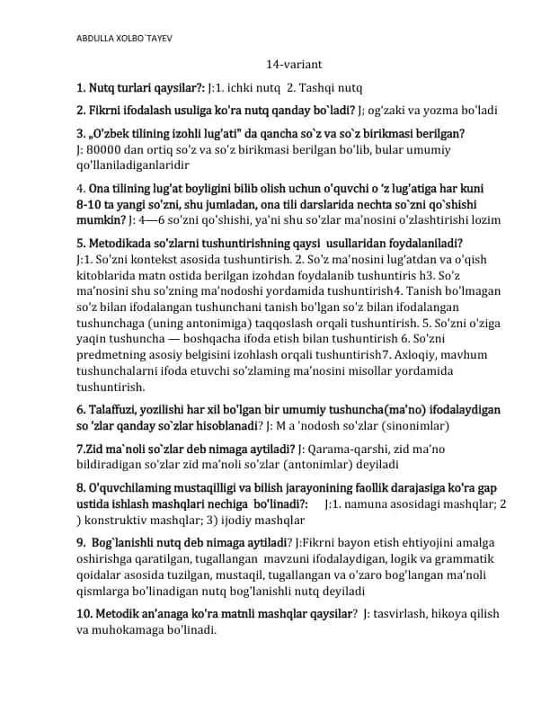 O'zbek tilining izohli lug'ati metodikasi