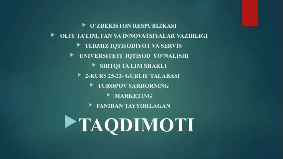Korxonaning narx strategiyasini ishlab chiqish va uni amalga oshirish