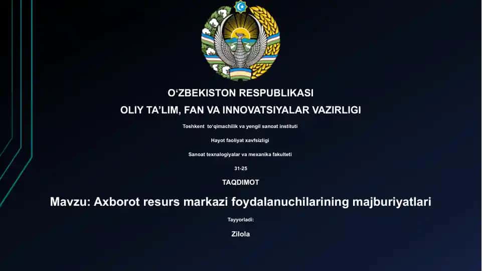 Axborot resurs markazi foydalanuchilarining majburiyatlari