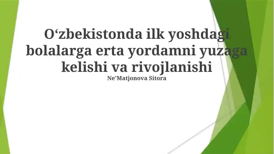 Erta bolalik davridagi yordam