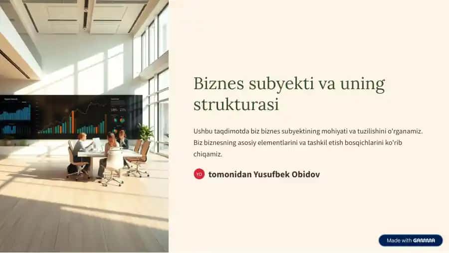 Biznes subyekti va uning strukturasi