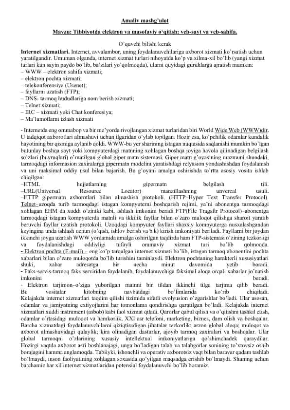 Internet xizmatlari