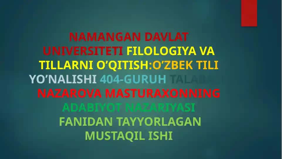 Nazarova Masturaxonning Adabiyot Nazariyasi