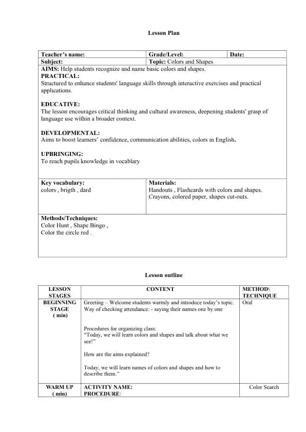 Lesson Plan