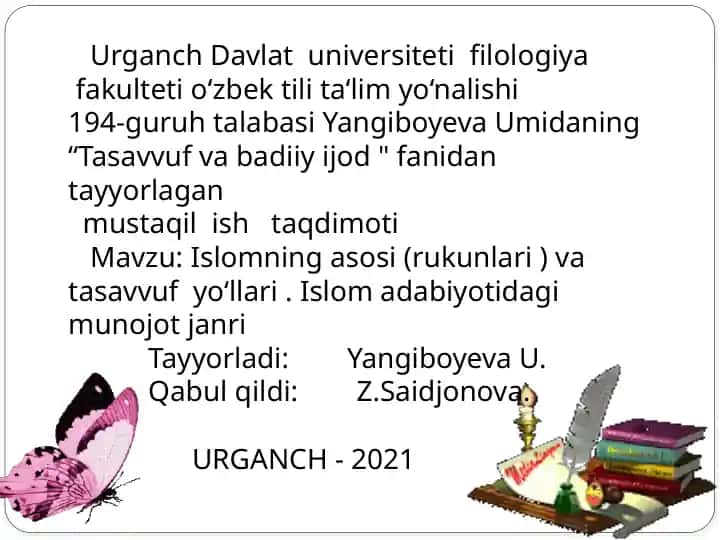 Tasavvuf va Badiiy Jod tayyorlagan Mustaqil Shtaqdimot