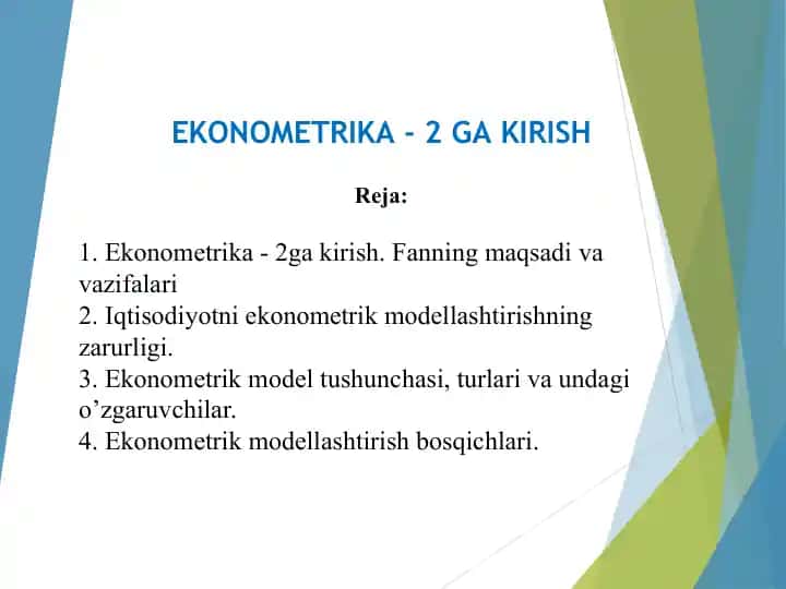 EKONOMETRIKA - 2 GA KIRISH