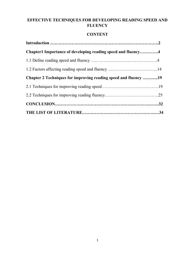 EFFECTIVE TECHNIQUES FOR DEVELOPING READING SPEED AND FLUENCY