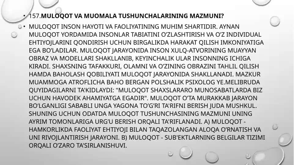 Muloqot va muomala tushunchalarining mazmuni