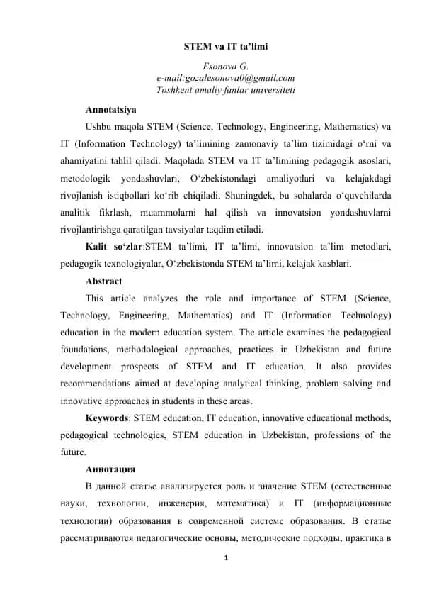 STEM va IT ta'limi
