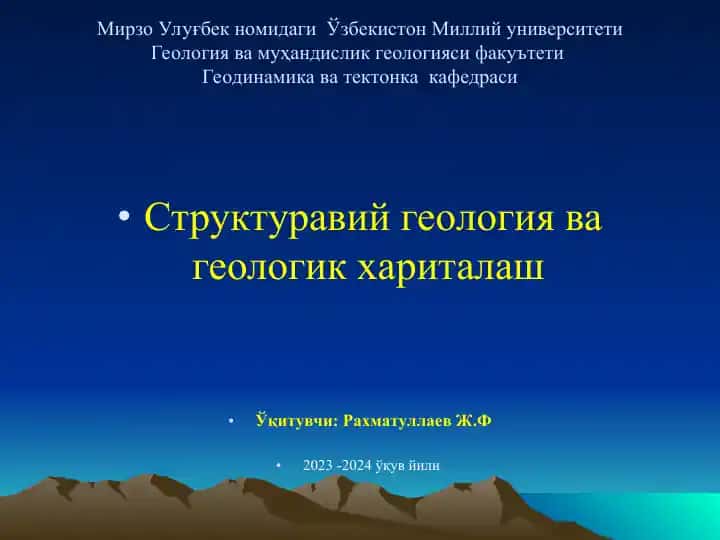 Stukturaviy Geologiya va Geologik Xaritalash