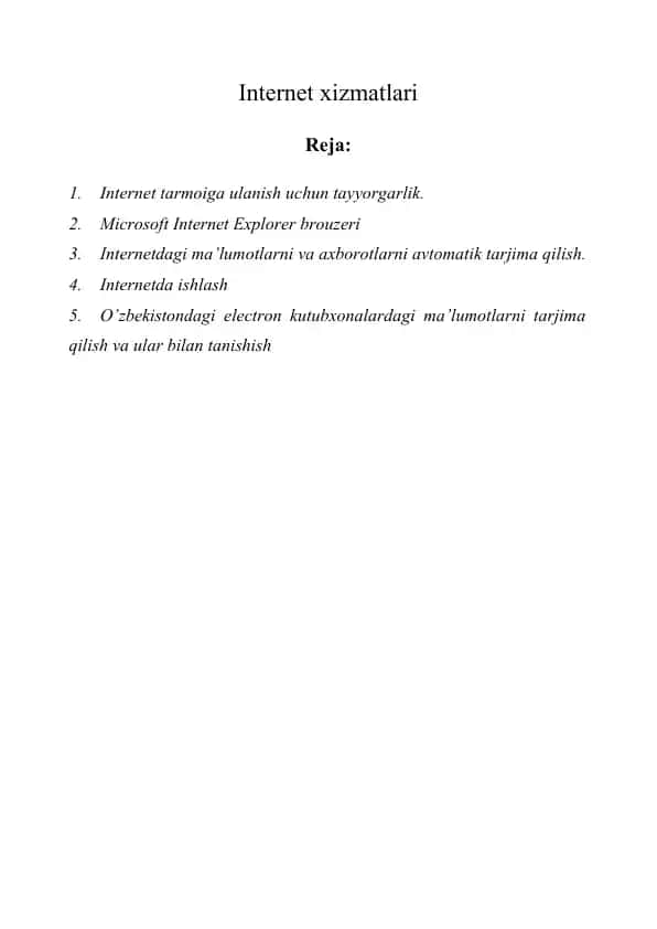 Internet xizmatlari