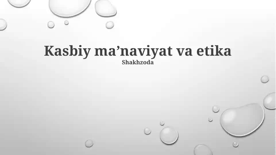 Kasbiy maʼnaviyat va etika
