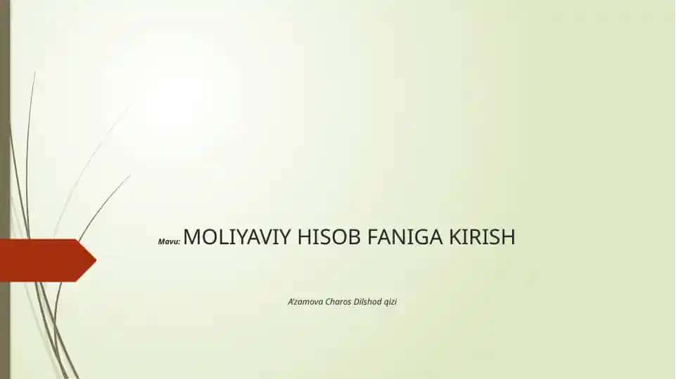 Moliyaviy hisob-faniga kirish
