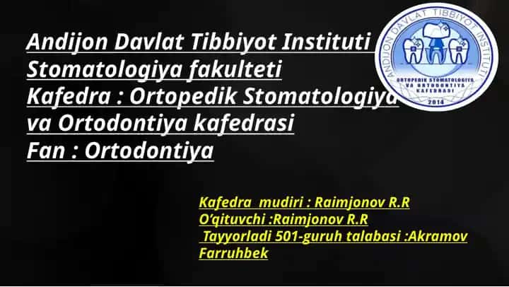 Andijon Davlat Tibbiyot Instituti Stomatologiya fakulteti