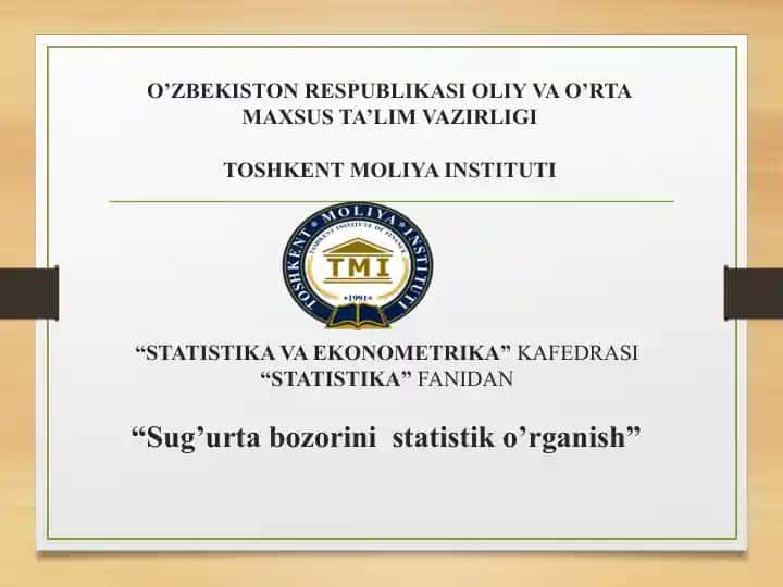 Sug’urta bozorini statistik o’rganish