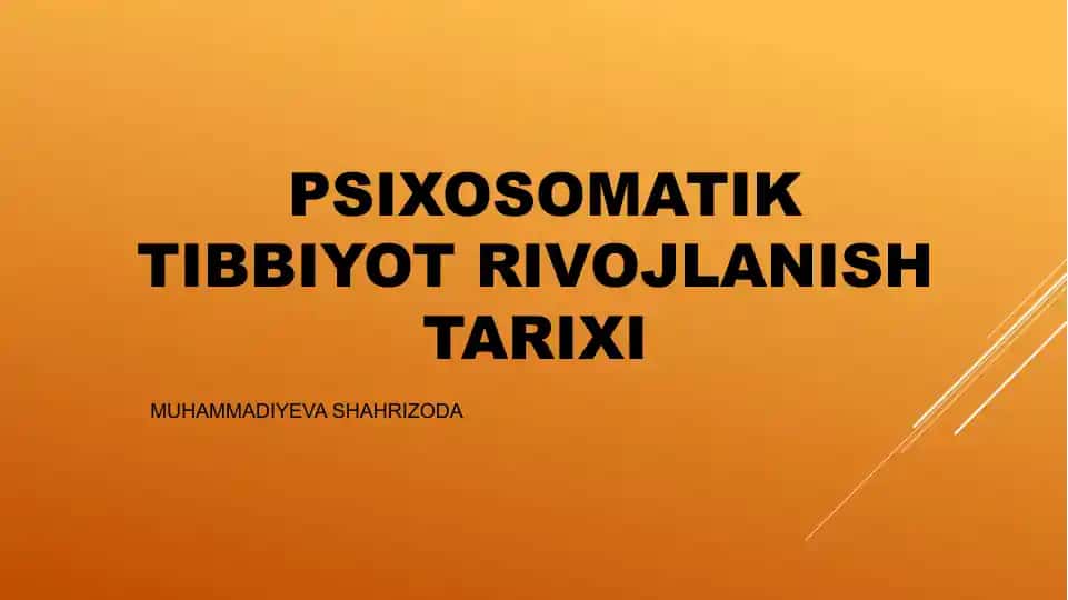 Psixosomatik tibbiyot rivojlanish tarixi