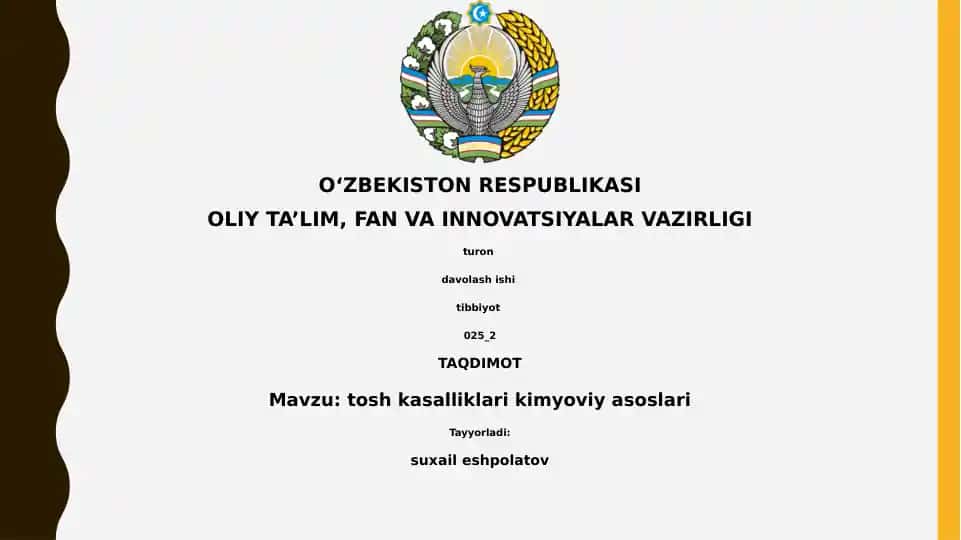 tosh kasalliklari kimyoviy asoslari
